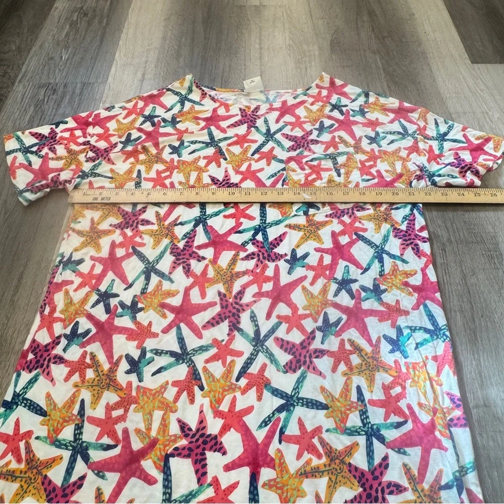 Soma Cool Nights Modern Nightshirt Womens Large Colorful Starfish Loungewear - Picture 9 of 9